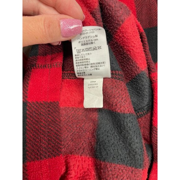 Eddie Bauer 1/4 Zip Buffalo Plaid Fleece Pullover Womens Large Red Top Shirt - Picture 5 of 7